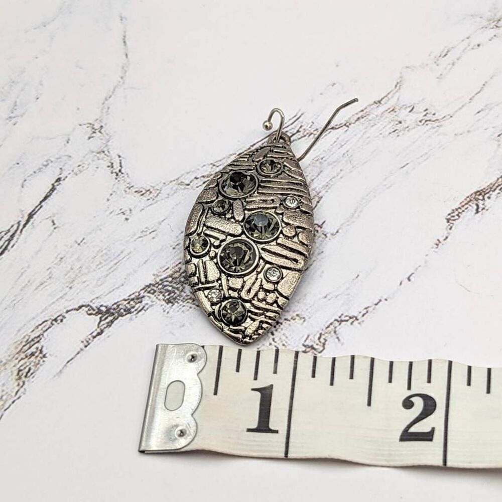 Clear Gold Dangle Earrings with Stones - Picture 3 of 4